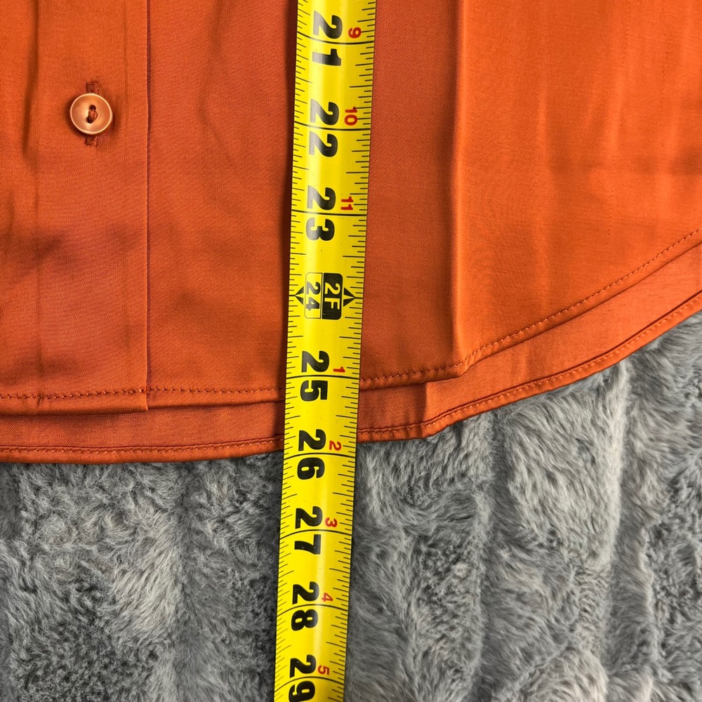 NWT Abercrombie and Fitch Shirt Women's Orange Satin XS Button Up‎ Solid - Picture 6 of 8